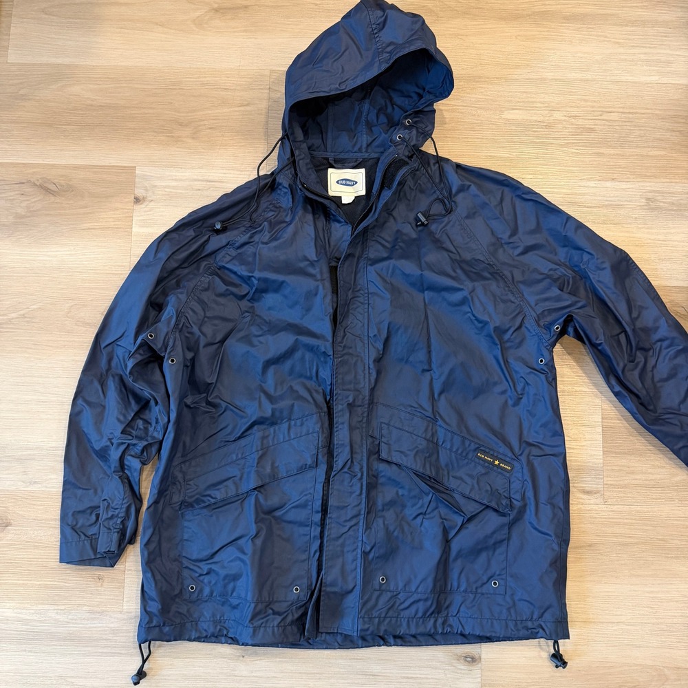 Old Navy Blue Hooded Men's Rain Jacket size XL